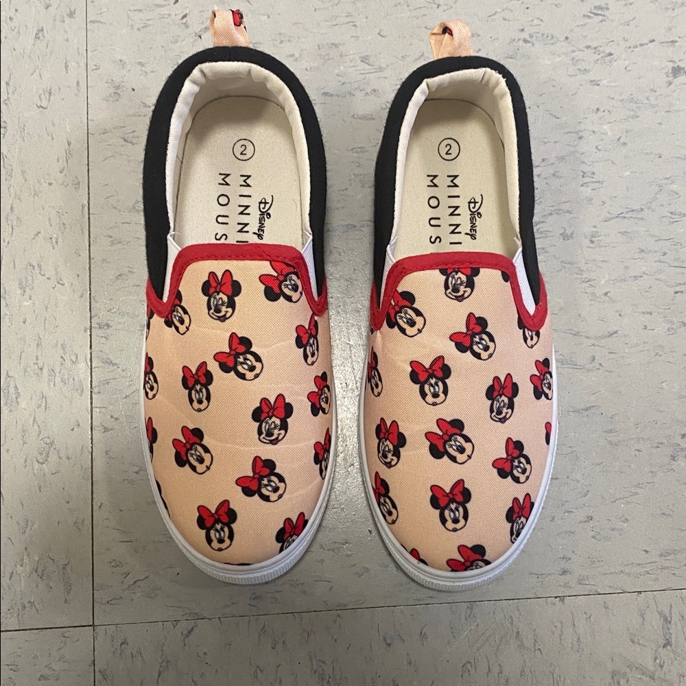 Disney Minnie Mouse Kids Slip-On Sneakers - Cream and Red size 2y little girl